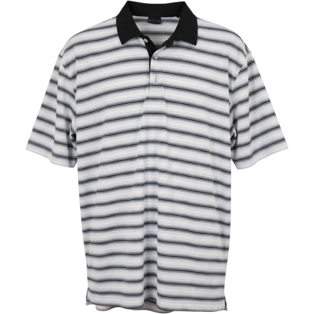 Dunning Golf Polo Shirt Mens XL Blue White Striped Performance Stretch‎ Preppy